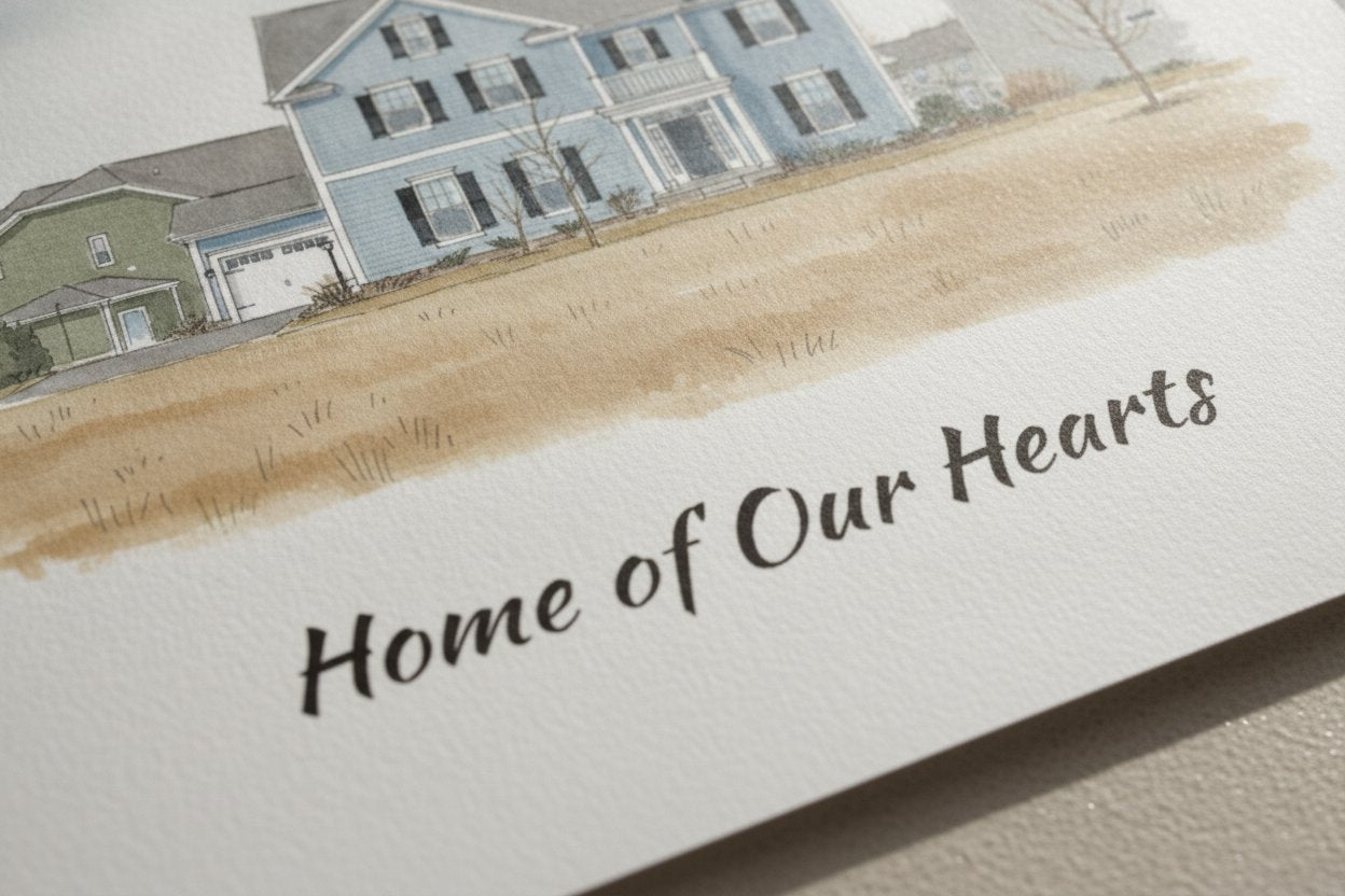 Hearthside Portrait personalised art print Fine-art print close up